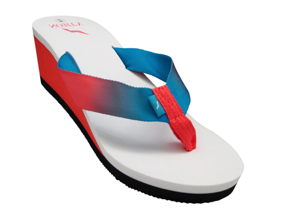 Norty Womens Sandal Flip Flop Wedge Turq Watermelon (15401)